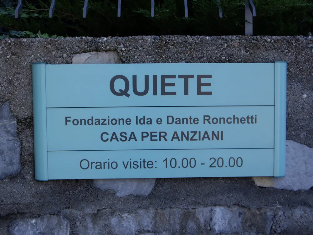 Targa QUIETE della Fondazione Ida e Dante Ronchetti, casa per anziani